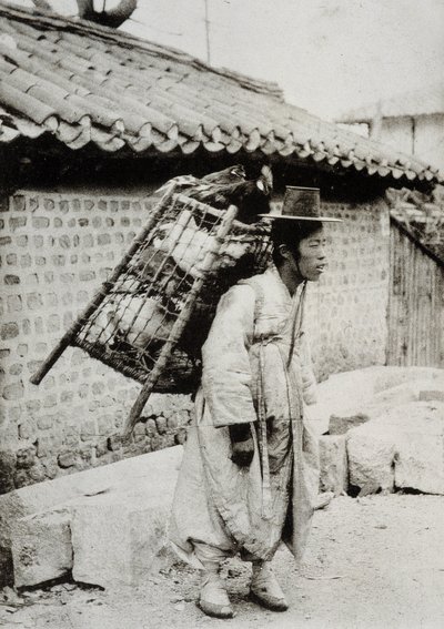 Comerciante de frango, Coreia, final do século XIX de Unknown artist