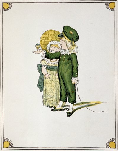 Crianças a brincar no topo - desenho de Unknown artist