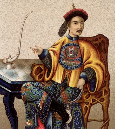 Aristocrata chinês sentado fumando ópio - sd século 19 de Unknown artist
