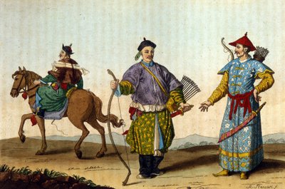 Mandarins militares chineses de diferentes épocas - in" Le costume ancien et moderne" de J. Ferrario, ed. Milão de Unknown artist