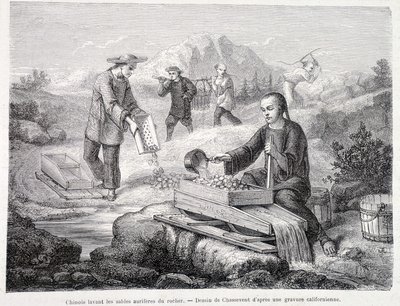 Lavagem de areias de ouro chinesas na Califórnia de Unknown artist