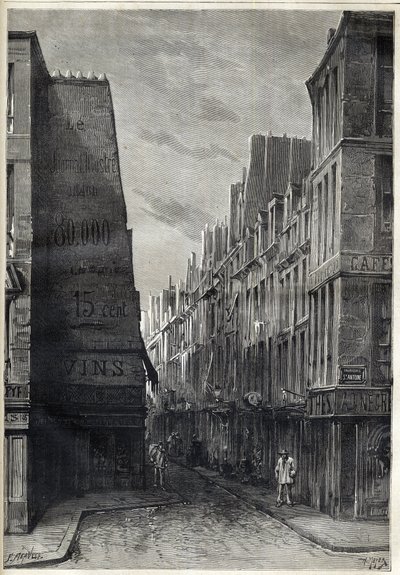 Epidemia de cólera em Paris - Epidemia de cólera em Paris - rue sainte Marguerite - gravura em "Le journal illustrious" de 1884 de Unknown artist