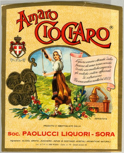Anúncio de álcool Ciociaro amaro (Cromolitografia, final do século XIX) de Unknown artist