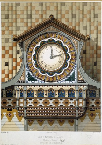 Janela do relógio da fábrica Menier em Noisiel (Seine-et-Marne). de Unknown artist