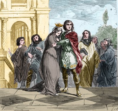 Clovis II rei dos Francos (v.633-657) comprou Sainte Bathilde (ou Batilde, Bathylle, Beaudour) (626-680). de Unknown artist
