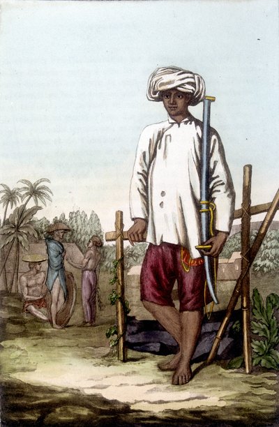 Soldado Cochinês. Bibliotheque des arts décoratifs de Paris "Le costume ancien et moderne de Unknown artist