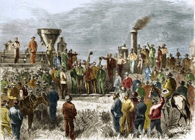 Conclusão da Primeira Ferrovia Transcontinental em 10 de maio de Unknown artist