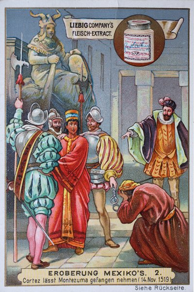 Conquista do México: As Cortes prendem o rei Mont... Escola Europeia (século XX) Conquista do México: As Cortes prendem o rei Montezuma II de Unknown artist