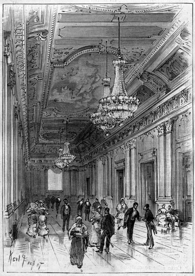 Teatro Constantino na Argélia construído pelo arquitecto Paul Jean Gion (1838-1904) entre 1877 e 1883 - a galeria de acesso de Unknown artist