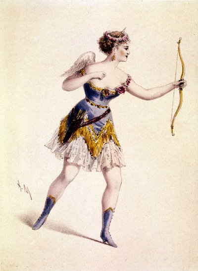 Cora Pearl (1842-1886), cortesã inglesa, no papel de Cupido na Ópera "Orphee to Hell" (Orfeu para o Inferno) de Unknown artist