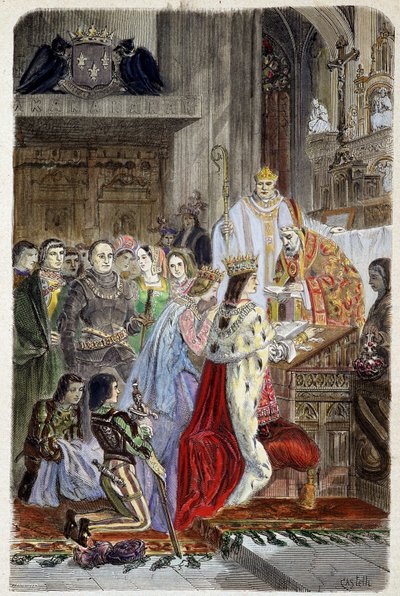 Coroação do Imperador Otton I (912-973) pelo Papa João XII em 962 - no "Histoire des popes", de Maurice Lachatre de Unknown artist