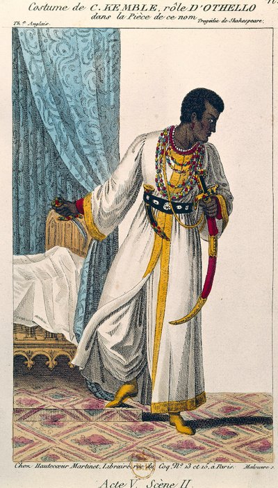 Traje do humorista Charles Kemble (1775-1854) no papel de Othello na peça homônima de William Shakespeare (1564-1616) Paris do século 19. B N de Unknown artist