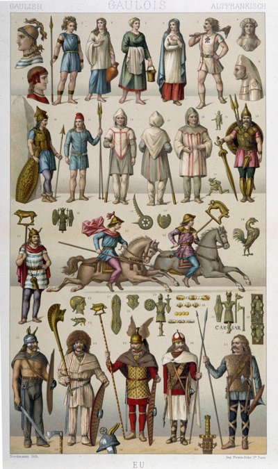 Fantasias, armaduras e armas dos Gálicos e seus guerreiros de Unknown artist