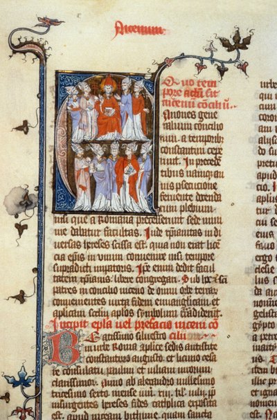Concílio de Nicéia - Iluminação manuscrita (antiga tradução latina dos primeiros concílios ecumênicos atribuídos a Isidore), Idade Média (ref. 365, 351r). B. Sr. Toulouse. Pedido de autorização para a Biblioteca Municipal de Toulouse (tel: 05 62 27 66 de Unknown artist