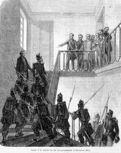 Golpe de Estado: prisão de deputados na Câmara Municipal do 10º arrondissement de Paris, a 2 de Dezembro de 1851. de Unknown artist