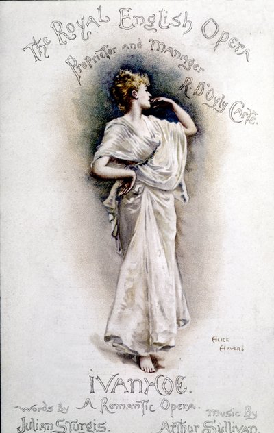 Capa do programa da ópera "Ivanhoe" (depois de Walter Scott) do compositor britânico Arthur Sullivan (1842-1900) 31 de janeiro de Unknown artist