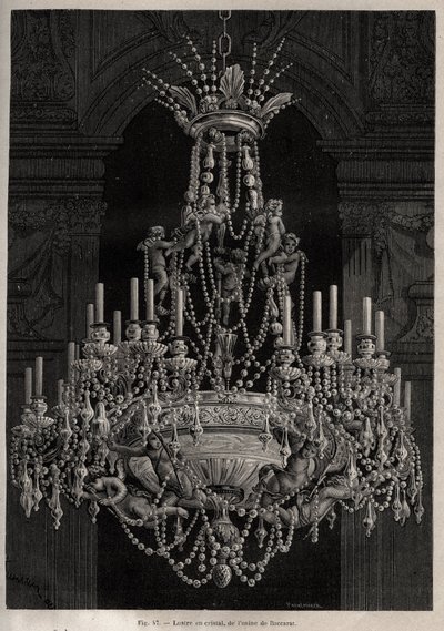 Lustre de cristal da fábrica Baccarat - - gravura em 