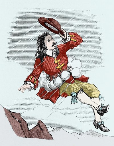 Cyrano de Bergerac retirado pelos seus frascos, ilustração de: "L