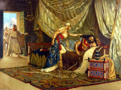 Dalila está prestes a cortar o cabelo de Sansão reformando a sua força. Século XIX. de Unknown artist