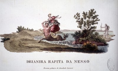 Deanire removido pelo centauro Nessus (Nessos) - gravura de Unknown artist