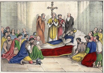 Morte de Santo Agostinho (354 - 430). Gravura em "L