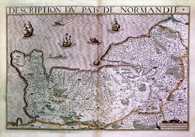 Descrição dos pais da Normandia. Mapa da região da Normandia em 1620. de Unknown artist