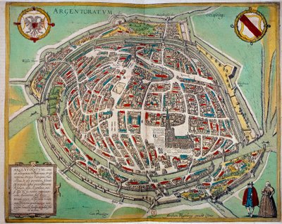Mapa detalhado da cidade de Estrasburgo feito por Abraham Hogenberg (ca. 1608-1653). Gravura do século XVII Paris B.N. de Unknown artist
