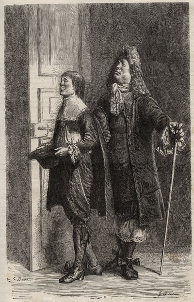 Diafoirus pere et fils - gravação para o "The Imaginary Malad" de Jean Baptiste Poquelin dit Moliere (1622-1673) (O Inválido Imaginário) de Unknown artist