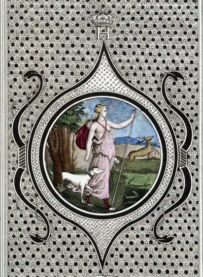 Diane (Artemis) caçadora. Gravura do século XIX de Unknown artist