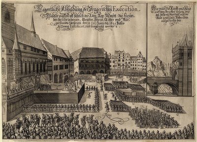 A execução dos rebeldes boêmios na Praça da Cidade Velha de Praga. 1621 de Unknown