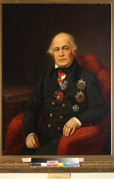 Dimitri Nikolaievitch Bloudov (Bludow ou Bloudoff) - Retrato do Conde Dmitry Nikolayevich Bludov (1785-1864) - Anônimo - Meados do século 19 - Óleo sobre tela - Institut of Russian Literature IRLI (Pushkin-House), São Petersburgo de Unknown artist