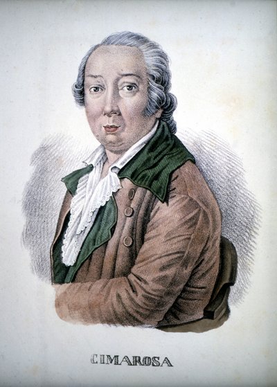Domenico Cimarosa (1749 - 1801), Gravura a cores do século XIX. de Unknown artist