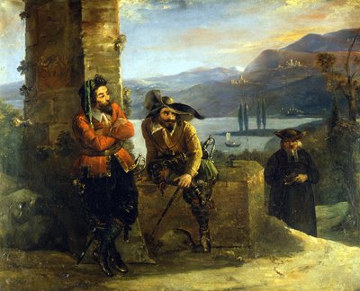 Don Abbondio em "The Bride" (I promessi Sposi) de Alessandro Manzoni. Manzoni House. Milão de Unknown artist