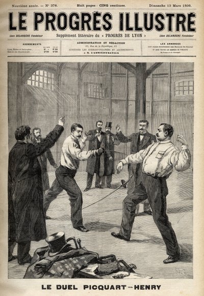 O caso Dreyfus: O duelo entre o Tenente-Coronel Georges Picquart (1854-1914) e Hubert Henry (1846-1898) de Unknown artist