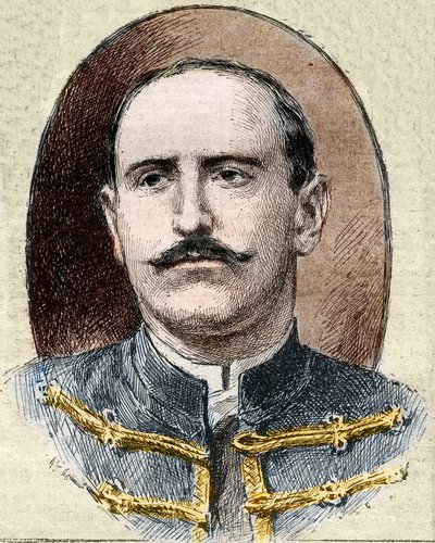 Caso Dreyfus: retrato de Alfred Dreyfus (1859-1935) após a sua degradação durante o julgamento de Rennes em 1899. de Unknown artist