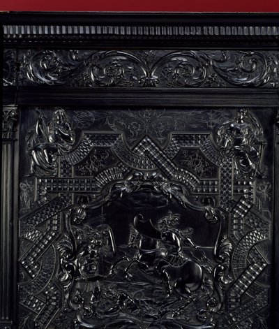 Ebene pratica. Horatius Cocles, heróis romanos, defende a Ponte Sublicius em Roma contra o ataque dos Etruscos de Porsena em 507 a.C. Detalhe. Por volta de 1645 Paris. Museu do Louvre. de Unknown artist