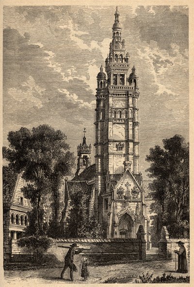 Eglise Notre Dame de Croaz Batz a Roscoff - Finistere - Bretanha - gravura em "PATRIE" - DESCRIÇÃO PECTURESSE DE LA FRANCE EN 6 VOLUES BY LUCIEN HUARD - final do século XIX de Unknown artist