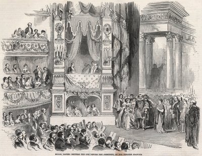 Elisabeth Rachel Felix, conhecida como Mademoiselle Rachel (1821-1858), Tragedienne francesa, perante Napoleão III no Teatro Francais em 1852 - Na véspera da proclamação do Segundo Império, Rachel declarou no Teatro Francais, em 22 de Outubro de 1852, a de Unknown artist