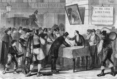 Eventos em Espanha em 1885: subscrição pública de Madrid para a compra de escravos de Cuba e Porto Rico. de Unknown artist