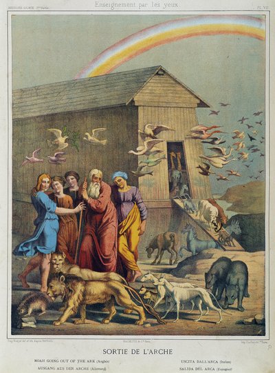 Exit from the Ark - in "Histoire Sainte", ed. Hachette de Unknown artist