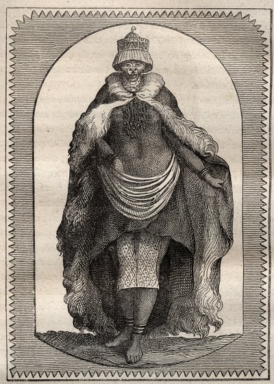 Expedição ao interior das terras da África do Sul (1775) por Anders Sparrman (1748-1820): um hotentote (mulher Khoikhoi) - ilustração tirada de "Os Grandes Marinheiros do século XVIII". de Unknown artist