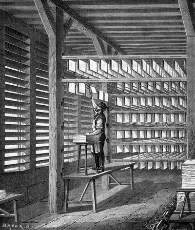 Extensões de folhas de papel feitas em "As maravilhas da indústria" por Louis Figuier, Paris de Unknown artist