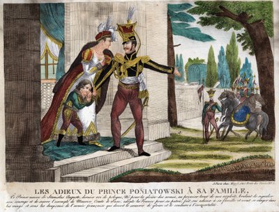 Adeus do Príncipe José (Jozef) Antoni Poniatowski (1763-1813) à sua família, gravura da época de Unknown artist