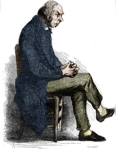 Padre Goriot. Gravura de meados do século XIX. Ilustração para "O Padre Goriot" de Honore de Balzac (1799-1850). de Unknown artist