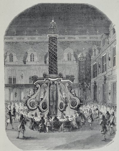 Festa de Luís XIV (Festa no pátio de mármore em Versalhes). de Unknown artist