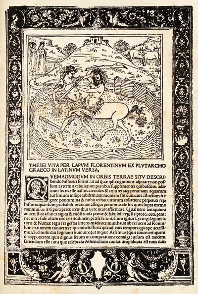 Luta De Teseo Com O Minotauro (xilogravura) de Unknown artist