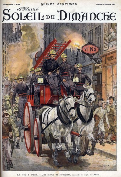Incêndios em Paris: um alerta dos bombeiros. Gravação em "Le sun-du-dimanche", 3 de Dezembro de Unknown artist