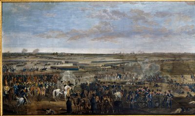 Primeiro Império: Imperador Napoleão I (1769-1821) (sobre o cavalo branco) na Batalha de Leipzig (Batalha das Nações), 16-19 de outubro de Unknown artist