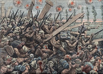 Primeira Guerra Mundial: exército alemão na batalha de Yser, outubro de 1914 Ilustração de "Le pelerin", 29 de novembro de Unknown Artist