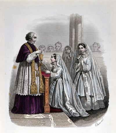 Primeira cena de comunhão, gravura de Unknown artist